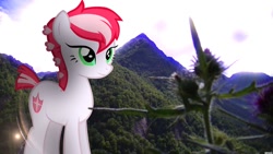 Size: 1024x576 | Tagged: safe, artist:bastbrushie, artist:vbastv, oc, oc:olga ulfstig, earth pony, pony, irl, moutain, photo, plant, ponies in real life