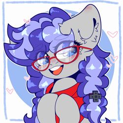 Size: 2000x2000 | Tagged: safe, artist:etoz, oc, oc:cinnabyte, pony, adorkable, bandana, cute, dork, glasses, smiling