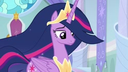 Size: 1920x1080 | Tagged: safe, screencap, princess twilight 2.0, twilight sparkle, twilight sparkle (alicorn), alicorn, pony, the last problem, crown, ethereal mane, female, jewelry, mare, older, older twilight, peytral, regalia, solo