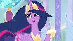 Size: 1920x1080 | Tagged: safe, screencap, princess twilight 2.0, twilight sparkle, twilight sparkle (alicorn), alicorn, pony, the last problem, crown, ethereal mane, female, hoof shoes, jewelry, mare, older, older twilight, peytral, regalia, solo