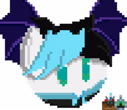 Size: 2931x2550 | Tagged: safe, artist:wheatley r.h., oc, oc only, oc:sturdy diablo, bat pony, bat pony oc, bat wings, cake, clothes, food, green eyes, male, pixel art, simple background, solo, stallion, vector, watermark, white background, wings