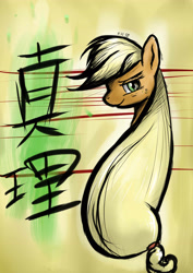 Size: 2893x4092 | Tagged: safe, artist:peperoger, applejack, earth pony, pony, bust, chinese, huge mane, portrait, solo