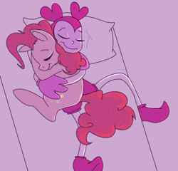 Size: 312x300 | Tagged: safe, artist:smirk, pinkie pie, earth pony, pony, cuddling, cute, fanfic art, sleeping, spinel (steven universe), steven universe, wholesome