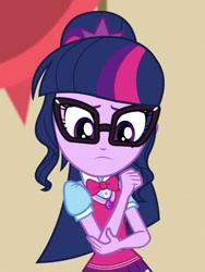 Size: 539x718 | Tagged: safe, screencap, sci-twi, twilight sparkle, equestria girls, movie magic, spoiler:eqg specials, clothes, cropped, female, geode of telekinesis, glasses, magical geodes, ponytail, solo