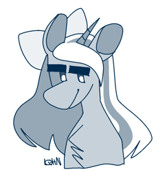 Size: 854x878 | Tagged: safe, artist:laydqotton, oc, oc:fleurbelle, alicorn, pony, alicorn oc, black and white, bow, cute, female, grayscale, hair bow, mare, monochrome, smiling