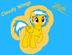 Size: 1268x968 | Tagged: safe, artist:thunder burst, oc, oc:cloudy wings, pegasus, pony, cute, esmeralda, solo