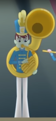 Size: 285x608 | Tagged: safe, screencap, equestria girls, cropped, low quality, musical instrument, puffy cheeks, solo focus, sousaphone, tuba