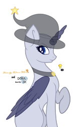 Size: 4000x5984 | Tagged: safe, artist:dianamur, artist:doraair, oc, oc only, alicorn, pony, collaboration, alicorn oc, base, hat, raised hoof, simple background, sitting, solo, transparent background, witch hat
