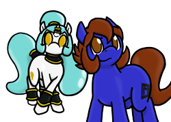 Size: 1400x1000 | Tagged: safe, artist:playfulelegy, oc, oc only, oc:boy toy, oc:silent shine, earth pony, pony, unicorn, earth pony oc, golem, horn, horn ring, male, simple background, smiling, stallion, story included, tail wrap, transparent background, unicorn oc, wristband