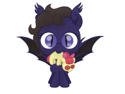 Size: 4000x3000 | Tagged: safe, artist:darkshock, derpibooru exclusive, apple bloom, oc, oc:shadow faith, bat pony, pony, 2020 community collab, bat pony oc, derpibooru community collaboration, female, filly, high res, movie accurate, plushie, slit eyes, solo, spread wings, transparent background, wings