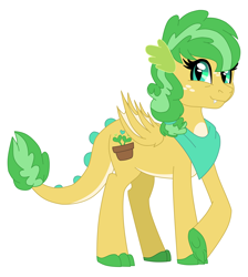 Size: 8956x10000 | Tagged: safe, artist:faitheverlasting, oc, oc only, oc:bona fide, dracony, hybrid, absurd resolution, bandana, female, interspecies offspring, offspring, parent:applejack, parent:spike, parents:applespike, simple background, solo, white background