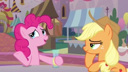 Size: 1920x1080 | Tagged: safe, screencap, applejack, pinkie pie, earth pony, pony, the last problem, hoof hold