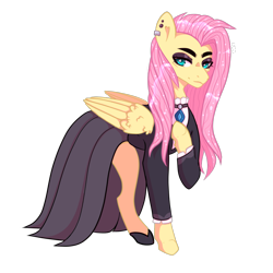 Size: 2000x2000 | Tagged: safe, artist:kodaspacedog, fluttershy, pegasus, pony, fake it 'til you make it, fluttergoth, hoof on chest, simple background, solo, transparent background