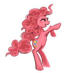 Size: 550x563 | Tagged: safe, artist:snelahestar, pinkie pie, earth pony, pony, cute, diapinkes, eyes closed, female, mare, open mouth, rearing, simple background, solo, white background