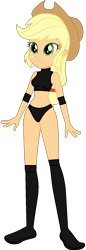 Size: 550x1607 | Tagged: safe, artist:invisibleink, artist:marcusvanngriffin, edit, applejack, equestria girls, belly button, boots, clothes, commission, cowboy hat, elbow pads, female, hat, knee pads, midriff, shoes, simple background, solo, sports, sports bra, sports panties, transparent background, vector, wrestler, wrestling