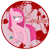 Size: 554x554 | Tagged: safe, artist:princemars, derpibooru import, pinkie pie, earth pony, pony, fanfic:cupcakes, cupcake, food, pinkamena diane pie, rainbow cupcake, stamp