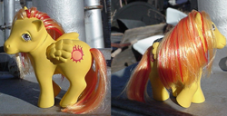 Size: 753x387 | Tagged: safe, artist:lonewolf3878, oc, oc:sunfire, pegasus, pony, g1, brushable, custom, female, irl, photo, toy