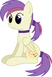 Size: 1900x2798 | Tagged: safe, artist:joey, derpibooru exclusive, oc, oc:evensong, pegasus, pony, collar, female, hairband, ponytail, show accurate, solo