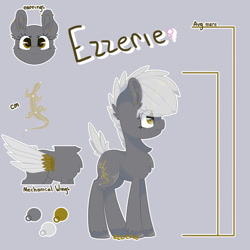Size: 1024x1024 | Tagged: safe, artist:ezzerie, oc, oc:ezzerie, earth pony, pony, colored, digital, mech wings, reference sheet, shading, solo, wings