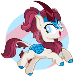 Size: 900x951 | Tagged: safe, artist:pokeponyeq, oc, oc only, oc:rosie flare, kirin, blind, deviantart watermark, female, kirin oc, obtrusive watermark, solo, watermark