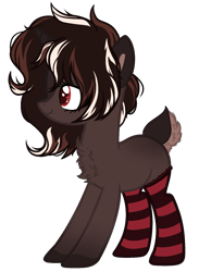 Size: 1303x1776 | Tagged: safe, artist:sugarplanets, oc, earth pony, pony, clothes, deer tail, female, mare, simple background, socks, solo, striped socks, transparent background