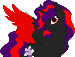 Size: 1037x778 | Tagged: safe, artist:mythpony, oc, oc:deep jasmine, alicorn, pony, alicorn oc, female, mare, red and black oc, simple background, solo, transparent background, two toned wings, wings