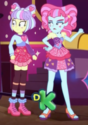 Size: 858x1217 | Tagged: safe, screencap, kiwi lollipop, supernova zap, better together, equestria girls, sunset's backstage pass!, cropped, duo, feet, k-lo, legs, postcrush, sandals, su-z