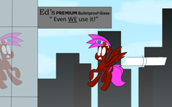 Size: 1500x937 | Tagged: safe, artist:rainbowbacon, oc, oc:rainbowbacon, pegasus, pony, atg 2019, building, flying, newbie artist training grounds