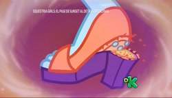 Size: 2520x1440 | Tagged: safe, screencap, kiwi lollipop, better together, equestria girls, sunset's backstage pass!, close-up, discovery kids, feet, flashback, foot focus, heel crack, high heels, shoes, spanish