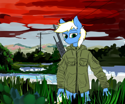 Size: 700x583 | Tagged: safe, artist:likalido, oc, oc:goldie, anthro, pony, male, solo