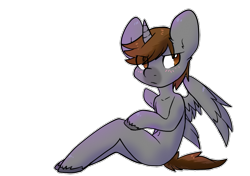 Size: 867x612 | Tagged: safe, artist:pomrawr, oc, oc only, alicorn, semi-anthro, alicorn oc, eye clipping through hair, frown, male, simple background, sitting, solo, stallion, transparent background, unshorn fetlocks