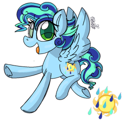 Size: 850x850 | Tagged: safe, artist:awoomarblesoda, oc, oc:sunny showers, pegasus, pony, female, mare, offspring, parent:rainbow dash, parent:soarin', parents:soarindash, simple background, solo, transparent background