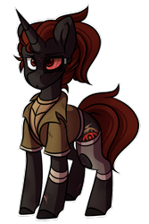 Size: 700x1050 | Tagged: safe, artist:crimmharmony, oc, oc only, oc:protege, pony, unicorn, fallout equestria, fallout equestria: murky number seven, bandage, clothes, duster, fanfic art, male, scar, simple background, solo, stallion, standing, transparent background, vest