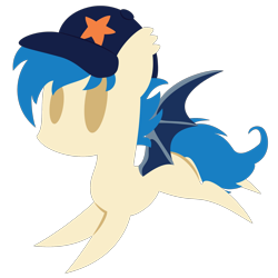 Size: 894x894 | Tagged: safe, artist:captshowtime, oc, oc only, oc:moonshot, bat pony, pony, baseball cap, cap, chibi, commission, cute, hat, icon, ponysona, simple background, solo, transparent background, ych result, your character here