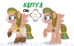 Size: 1280x806 | Tagged: safe, artist:lazuli, artist:mlplover0711, oc, oc only, oc:safiya, pony, base used, clothes, dress, female, foot wraps, parent:rockhoof, parent:somnambula, raised hoof, see-through, solo