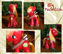 Size: 600x510 | Tagged: safe, artist:phasingirl, big macintosh, christmas, christmas decoration, close-up, custom, freckles, holiday, irl, photo, solo, toy, turnaround, yoke