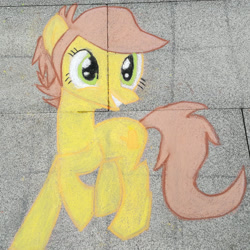 Size: 2211x2211 | Tagged: safe, artist:themisto97, artist:victorymon, oc, oc:canni soda, earth pony, pony, chalk, chalk drawing, galacon, galacon 2019, german, solo, street art, traditional art