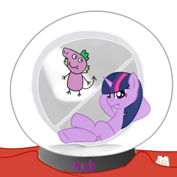 Size: 4096x4096 | Tagged: safe, alternate version, artist:poniidesu, spike, twilight sparkle, unicorn twilight, dragon, pony, unicorn, my little pony: pony life, absurd resolution, candle, colored, crystal ball, doodle, dragonified, flat colors, gypsy bard, horn, hub logo, peppa pig, pony life drama, scrunchy face, simple background, solo, species swap, the hub, transparent background