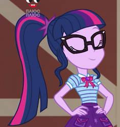 Size: 592x629 | Tagged: safe, screencap, sci-twi, twilight sparkle, better together, equestria girls, holidays unwrapped, cropped, eyes closed, female, geode of telekinesis, glasses, magical geodes, plusplus, ponytail, smiling, solo