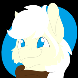 Size: 2000x2000 | Tagged: safe, artist:euspuche, oc, oc only, oc:pierrot fisher, earth pony, pony, bust, logo, portrait, smiling