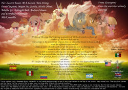 Size: 1920x1350 | Tagged: safe, pony, ashleigh ball, brony, craig mccracken, deseased, flag, lauren faust, misspelling, nicole oliver, request, singed, tabitha st. germain, tara strong