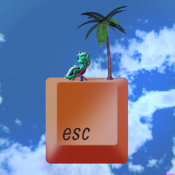 Size: 3000x3000 | Tagged: safe, artist:bastbrushie, lyra heartstrings, pony, unicorn, 3d, beach chair, drink, esc, eyes closed, female, mare, palm tree, sky, source filmmaker, tree, vaporwave