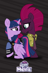 Size: 1881x2856 | Tagged: safe, artist:ejlightning007arts, tempest shadow, twilight sparkle, twilight sparkle (alicorn), alicorn, pony, my little pony: the movie, broken horn, clothes, crossover, female, hawaiian shirt, horn, judy hopps, lesbian, necktie, nick wilde, police uniform, poster, raised hoof, shipping, shirt, tempestlight, zootopia