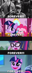 Size: 1275x2867 | Tagged: safe, edit, edited screencap, screencap, pinkie pie, sci-twi, twilight sparkle, twilight sparkle (alicorn), unicorn twilight, alicorn, unicorn, better together, equestria girls, friendship math, green isn't your color, sparkle's seven, comic, crown, eye reflection, forever, hard-won helm of the sibling supreme, reflection, screencap comic, the sandlot