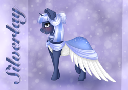 Size: 4093x2894 | Tagged: safe, artist:nuumia, oc, oc only, oc:silverlay, pony, unicorn, blushing, clothes, dress, female, freckles, gala dress, mare, solo