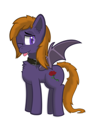 Size: 4398x6219 | Tagged: safe, artist:speedrunnerg55, oc, oc:lunar-rose, bat, bat pony, :p, bat pony oc, bat wings, collar, eyebrows, simple background, tongue out, transparent background, wings