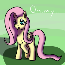 Size: 1920x1920 | Tagged: safe, artist:platinumdrop, fluttershy, pegasus, pony, female, mare, oh my, solo