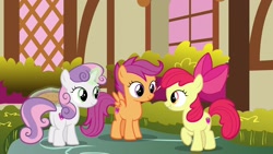 Size: 1920x1080 | Tagged: safe, screencap, apple bloom, scootaloo, sweetie belle, pony, the big mac question, cutie mark crusaders