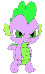 Size: 626x1024 | Tagged: safe, color edit, edit, editor:undeadponysoldier, spike, dragon, my little pony: the movie, angry, colored, fangs, male, simple background, solo, spike is not amused, transparent background, unamused, vector