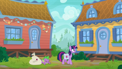 Size: 1920x1080 | Tagged: safe, screencap, spike, twilight sparkle, twilight sparkle (alicorn), alicorn, dragon, the point of no return, bag, saddle bag, winged spike